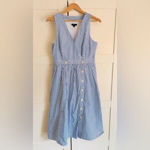 J. Crew Rosina Cotton Coastal Poplin Dress w/ Pockets Midi Length Size 8